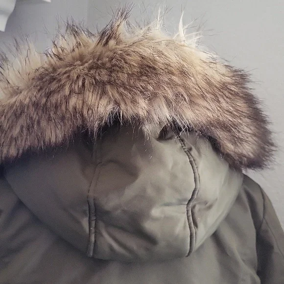 MICHAEL Michael Kors Olive Puffer Coat with Faux Fur Hood - Picture 9 of 9